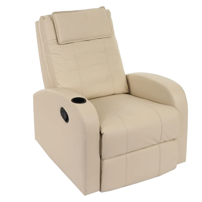 Fauteuil TV relaxation avec repose-pieds inclinable en PVC crème 04_0001992