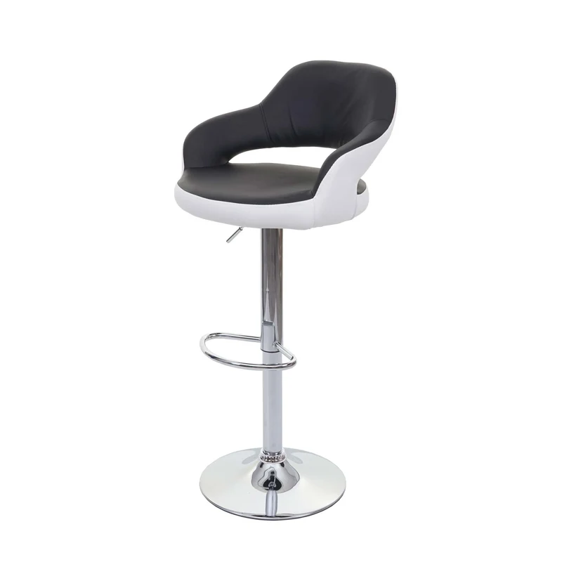 Tabouret de bar chaise de bar tabouret de comptoir pivotant avec dossier en PVC noir et blanc 04_0005281