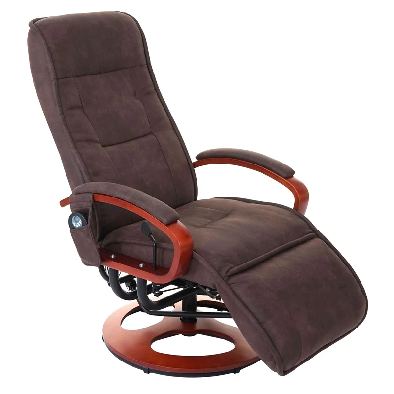 Fauteuil de relaxation avec fonction massage en tissu/textile imitation daim marron 04_0004339