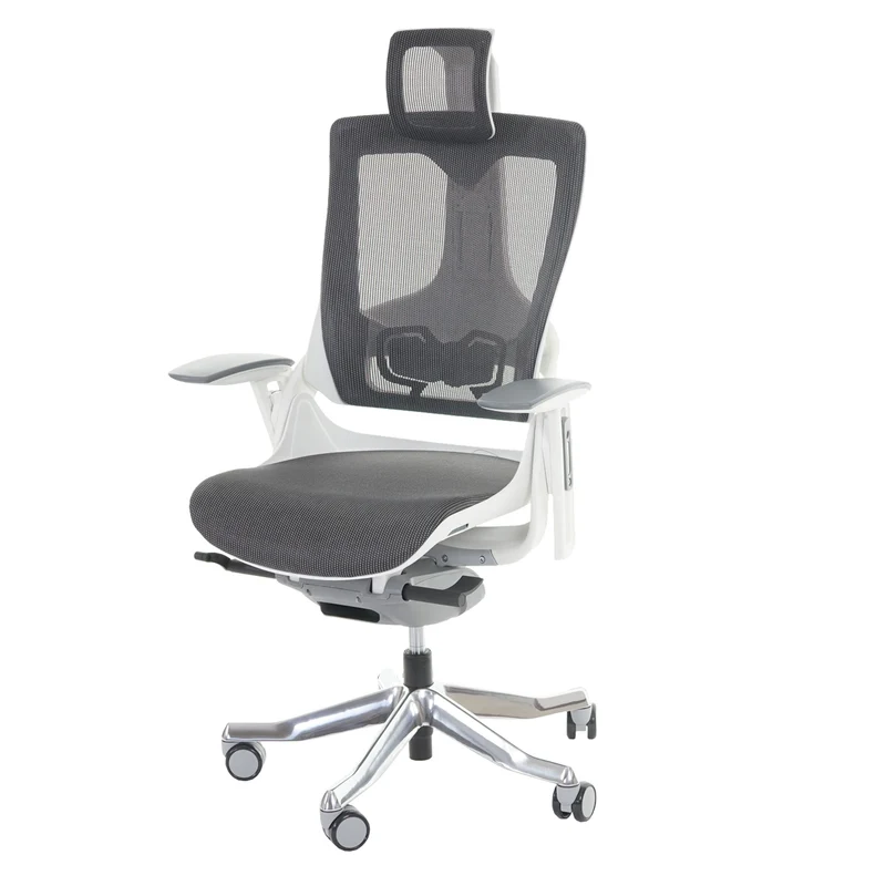 Fauteuil de bureau ergonomique pivotante avec accoudoirs et dossier rembourrage/maille noir-gris 04_0001894