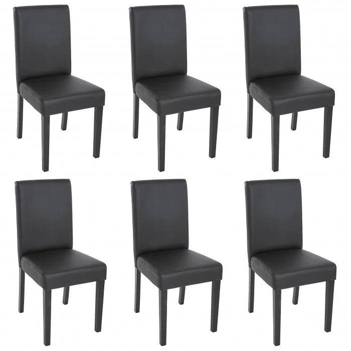 Lot de 6 chaises de salle à manger synthétique noir mat pieds foncés CDS04235