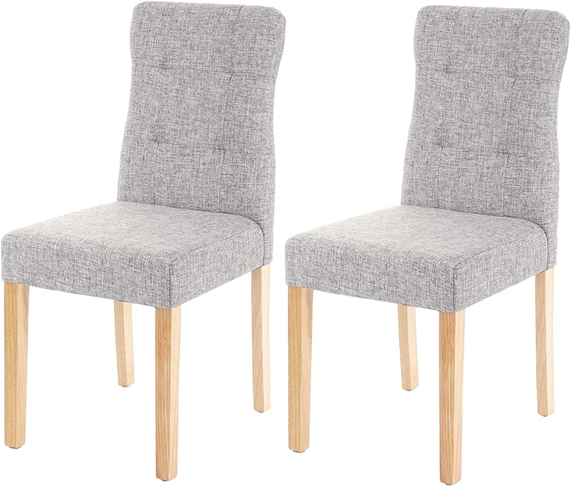 Lot de 2 chaises en tissu gris pieds en bois clair CDS04445