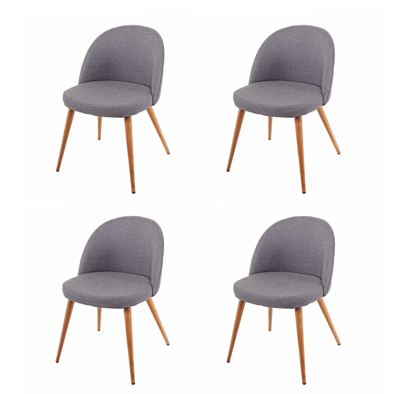 4x chaises de salle à manger cuisine design rétro en tissu gris foncé coutures décoratives dossier 04_0000577