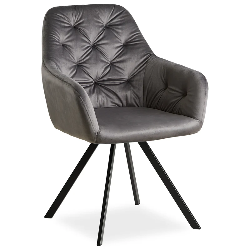 Chaise de salle à manger salon avec revêtement en velours confortable en gris CDS06006