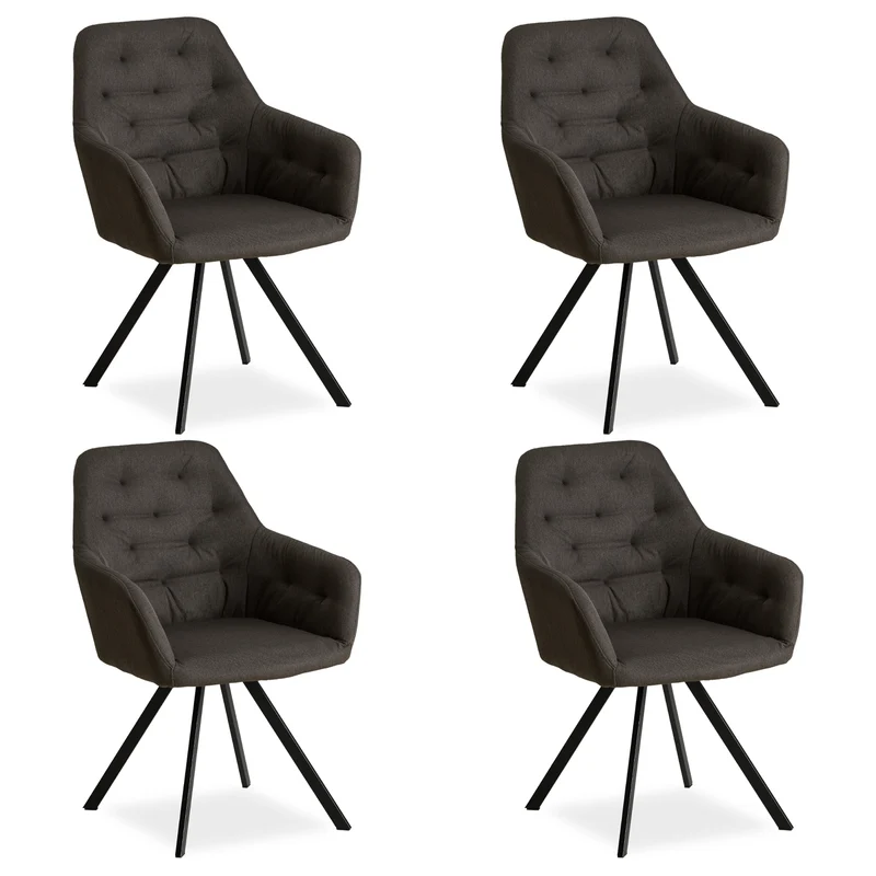 Lot de 4 chaises de salle à manger salon avec revêtement confortable couleur anthracite CDS06206