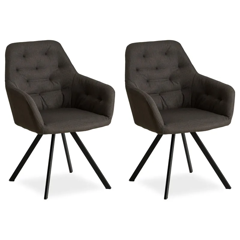 Lot de 2 chaises de salle à manger salon avec revêtement confortable couleur anthracite CDS06106