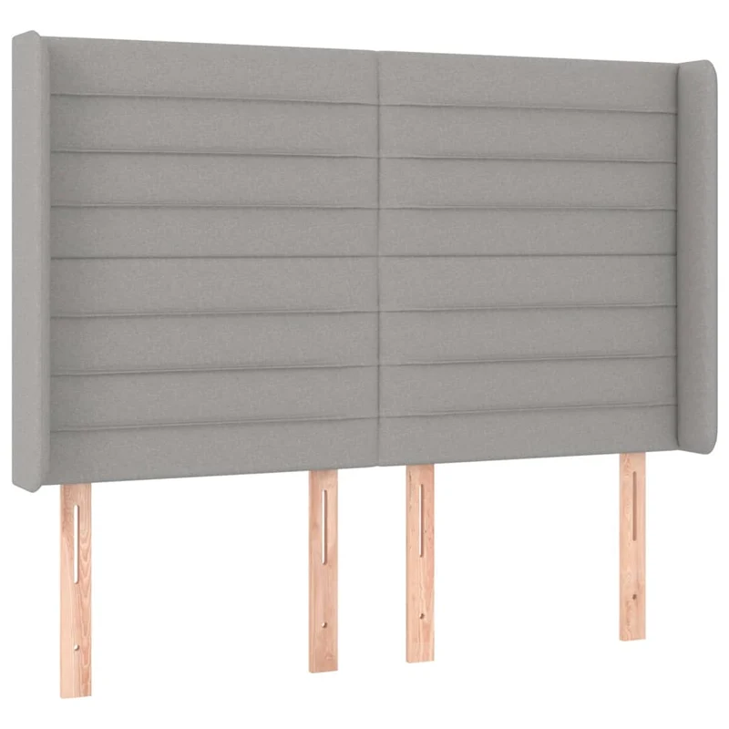 Tête de lit accessoire couchage chambre à coucher meuble à LED 147 x 16 x 118/128 cm tissu gris clair TDL0201388