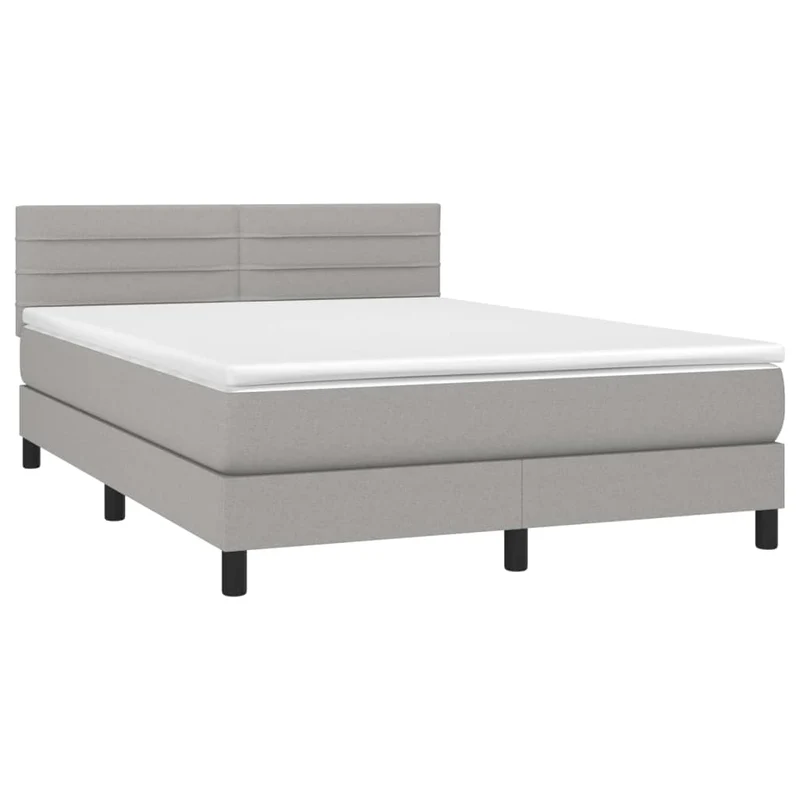 Cadre de lit LED avec sommier tête de lit matelas 140x200 cm tissu gris clair TDL0208542