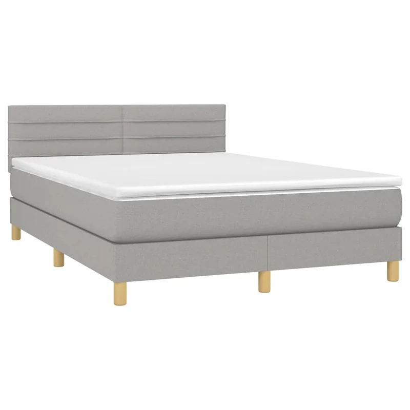 Cadre de lit LED avec sommier tête de lit matelas 140x190 cm tissu gris clair TDL0208549