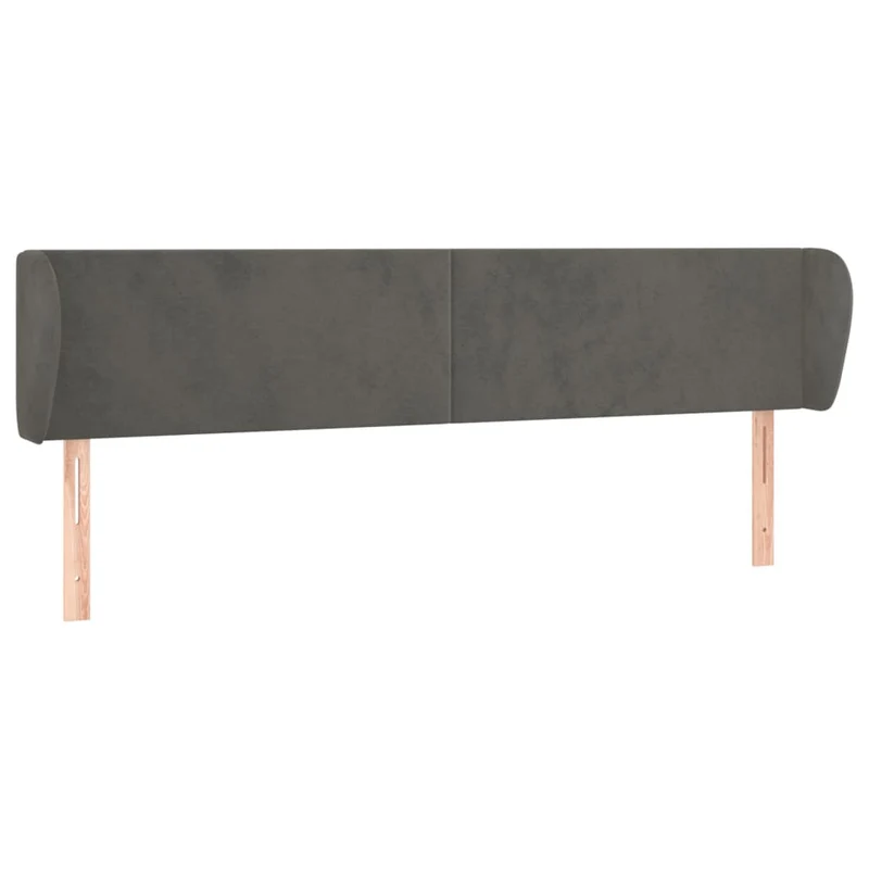 Tête de lit accessoire couchage chambre à coucher meuble avec rebord latéral 183 x 23 x 78/88 cm tissu velours gris foncé TDL0204956