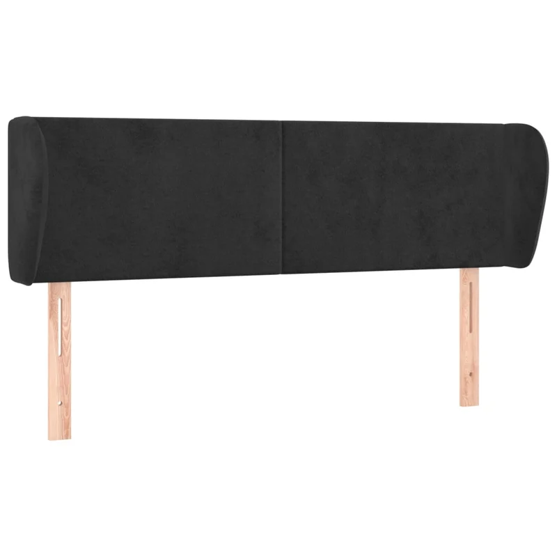 Tête de lit accessoire couchage chambre à coucher meuble avec rebord latéral 147 x 23 x 78/88 cm Tissu velours noir TDL0204545