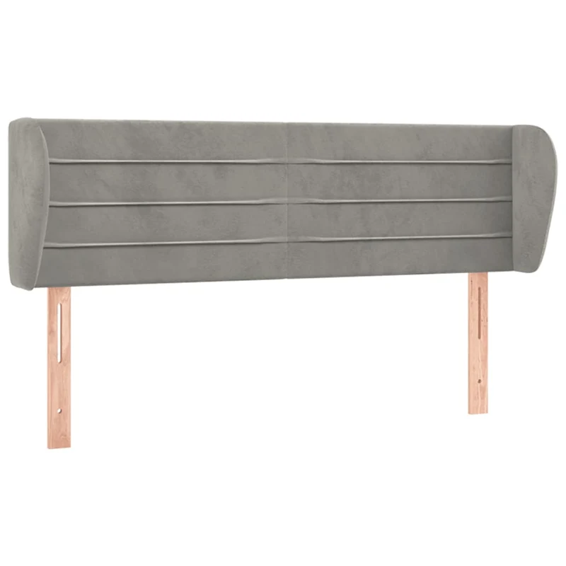 Tête de lit accessoire couchage chambre à coucher meuble avec rebord latéral 147 x 23 x 78/88 cm tissu velours gris clair TDL0205232