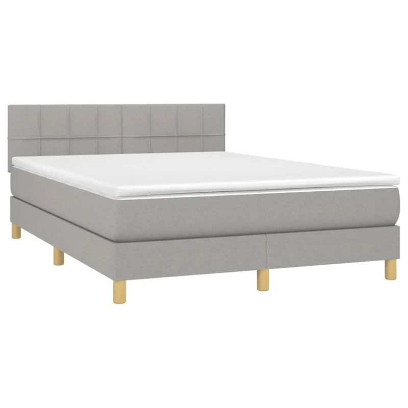Cadre de lit LED avec sommier tête de lit matelas 140x200 cm tissu gris clair TDL0208527