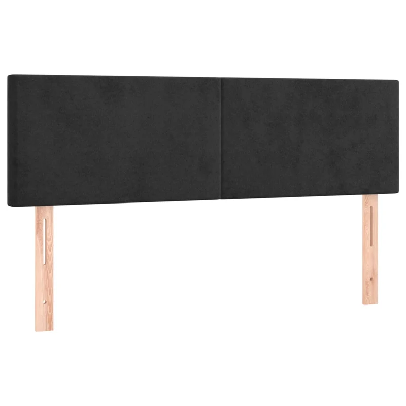 Tête de lit accessoire couchage chambre à coucher meuble à LED 144 x 5 x 78/88 cm tissu velours noir TDL0200704