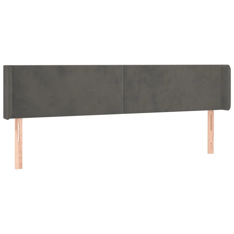 Tête de lit accessoire couchage chambre à coucher meuble avec rebord latéral 183 x 16 x 78/88 cm tissu velours gris foncé TDL0204962