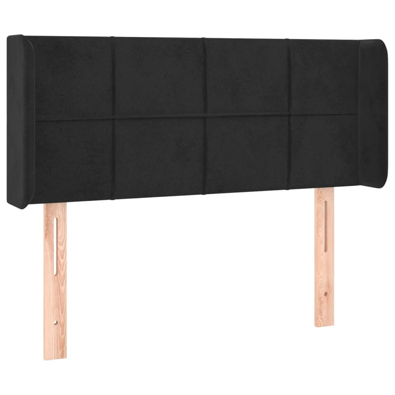 Tête de lit accessoire couchage chambre à coucher meuble à LED 93 x 16 x 78/88 cm tissu velours noir TDL0200509