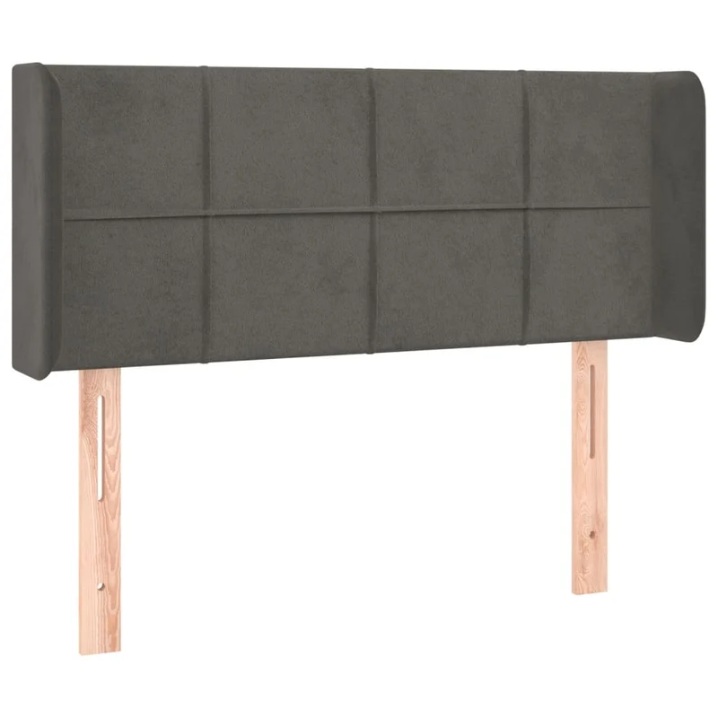 Tête de lit accessoire couchage chambre à coucher meuble avec rebord latéral 93 x 16 x 78/88 cm tissu velours gris foncé TDL0204861