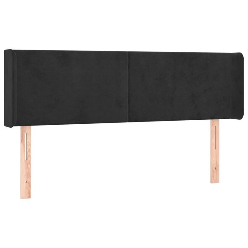 Tête de lit accessoire couchage chambre à coucher meuble à LED 147 x 16 x 78/88 cm tissu velours noir TDL0200680