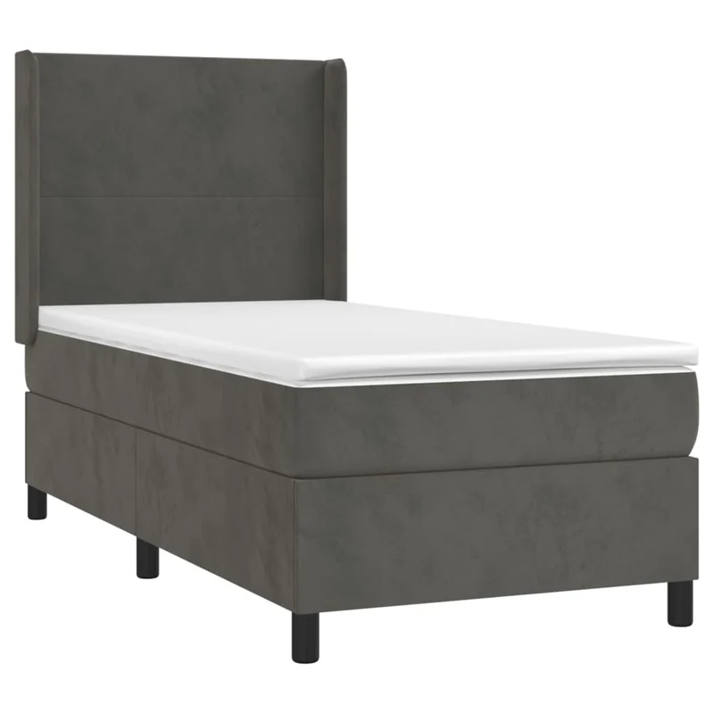 Cadre de lit LED avec sommier tête de lit matelas 90x190cm tissu velours gris foncé TDL0208262