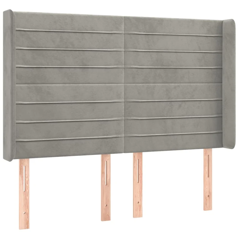 Tête de lit accessoire couchage chambre à coucher meuble à LED 147 x 16 x 118/128 cm tissu velours gris clair TDL0201382