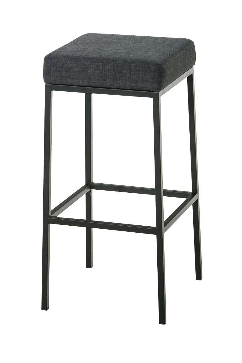 Tabouret de bar x1 avec repose-pieds design simple hauteur 85 cm en tissu gris foncé et métal noir 10_0005249