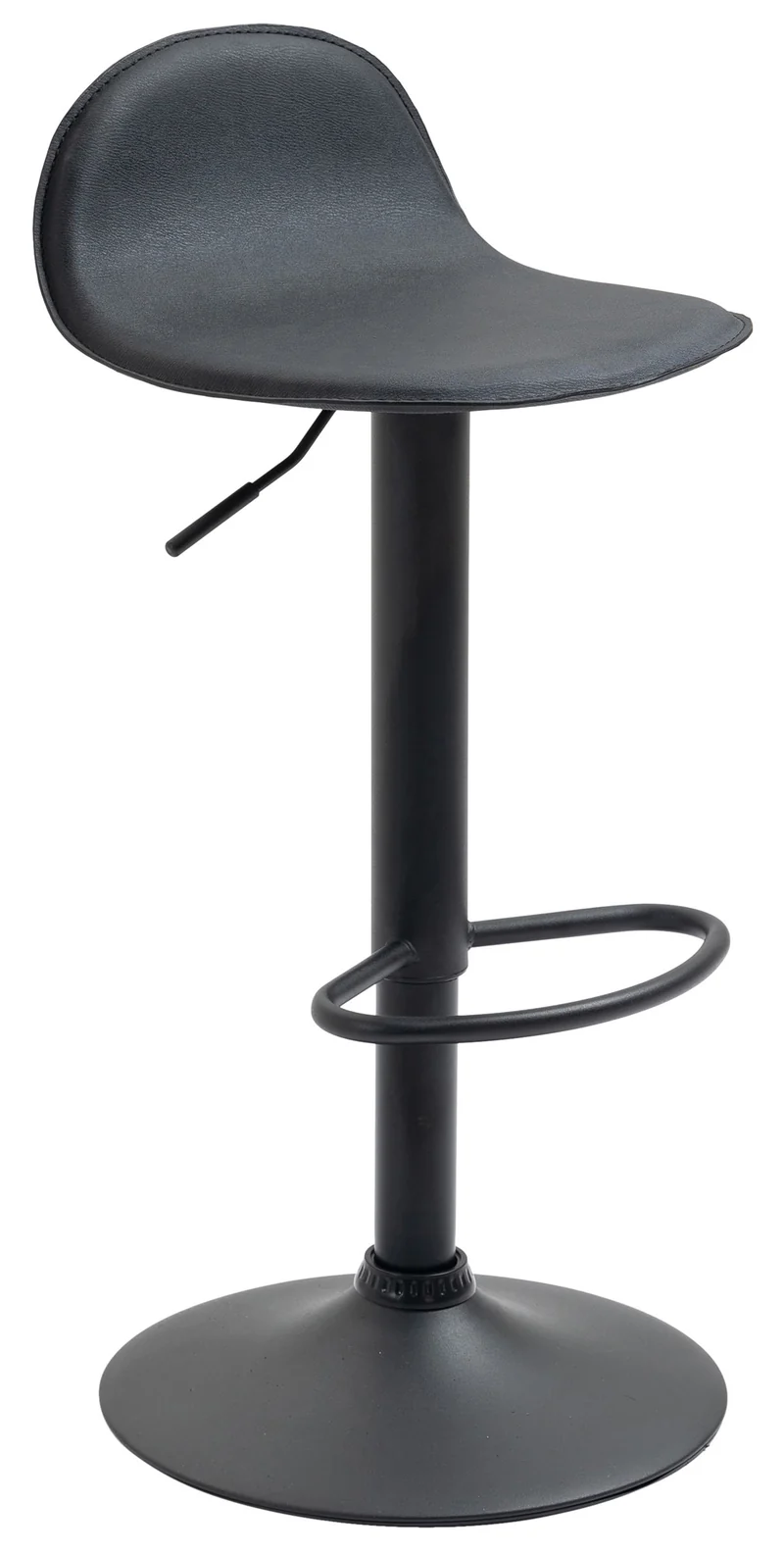 Tabouret de bar x1 avec repose-pieds en PVC noir pied trompète en métal noir 10_0005071