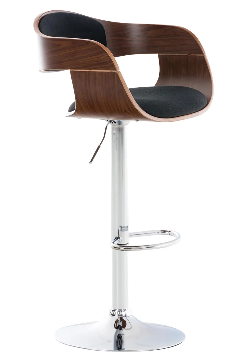 Tabouret de bar x1 design scandinave en tissu noir et structure en bois couleur noyer 10_0005044
