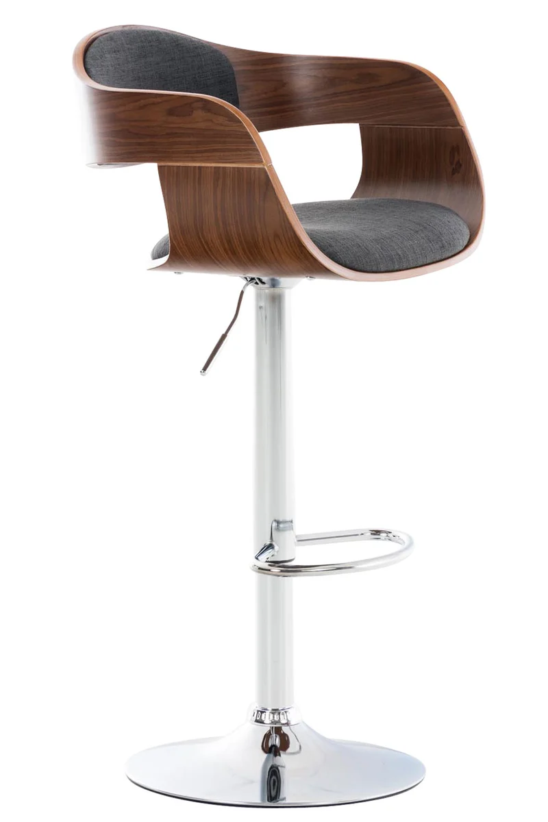 Tabouret de bar x1 design scandinave en tissu gris foncé et structure en bois couleur noyer 10_0005047