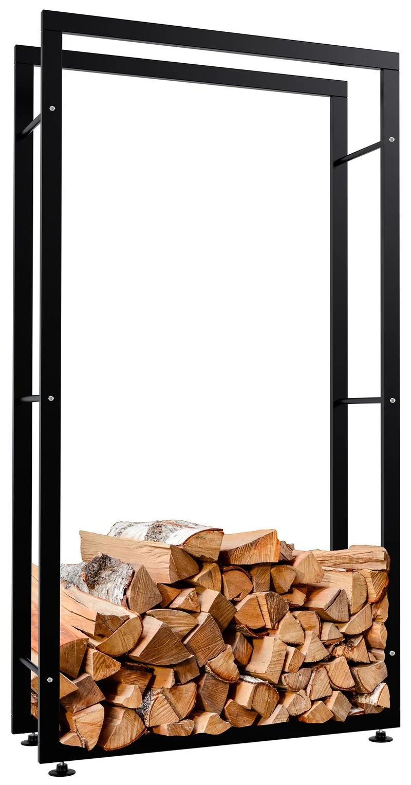 Range-bûches étagère support bois de cheminée 150x80x25 cm métal noir 10_0003560