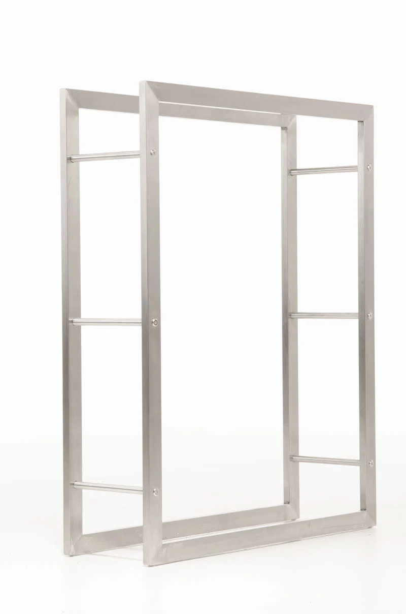 Range-bûches étagère support bois de cheminée 100x80x25 cm en acier inoxydable 10_0003542