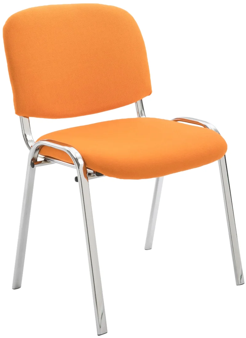 Chaise visiteur empilable zone d'attente en tissu orange piètement à 4 pieds en métal chromé 10_0003372