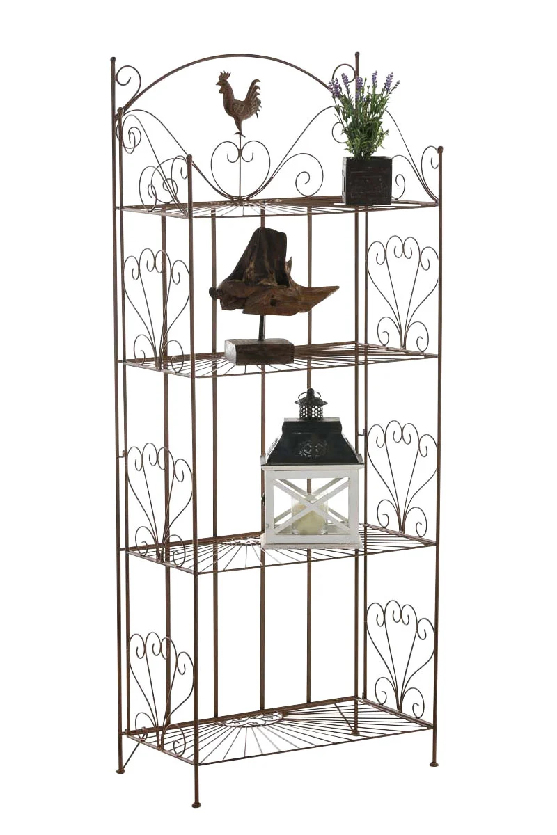 Etagère de rangement support plantes meuble pour terrasse balon salon en métal marron vieilli 10_0003983
