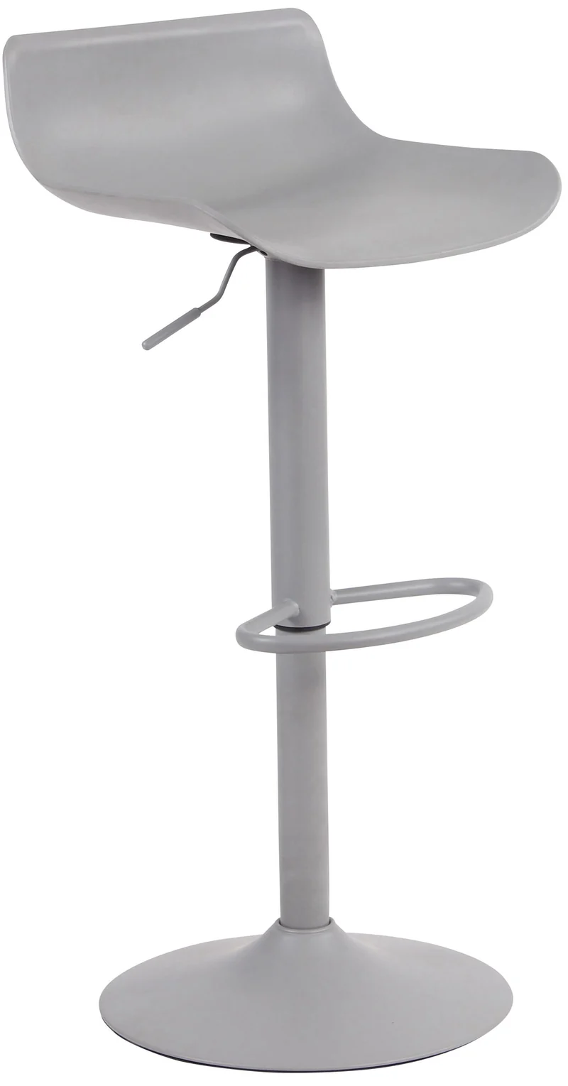 Tabouret de bar x1 avec repose-pieds hauteur réglable desing moderne en plastique gris et métal gris 10_0004535