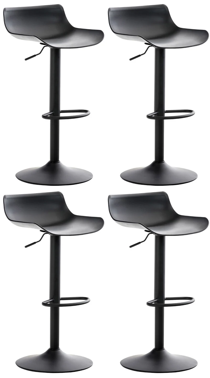 Tabourets de bar x4 avec repose-pieds hauteur réglable desing moderne en plastique noir et métal noir 10_0004498