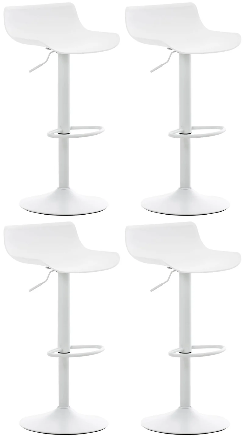 Tabourets de bar x4 avec repose-pieds hauteur réglable desing moderne en plastique blanc et métal blanc 10_0004497