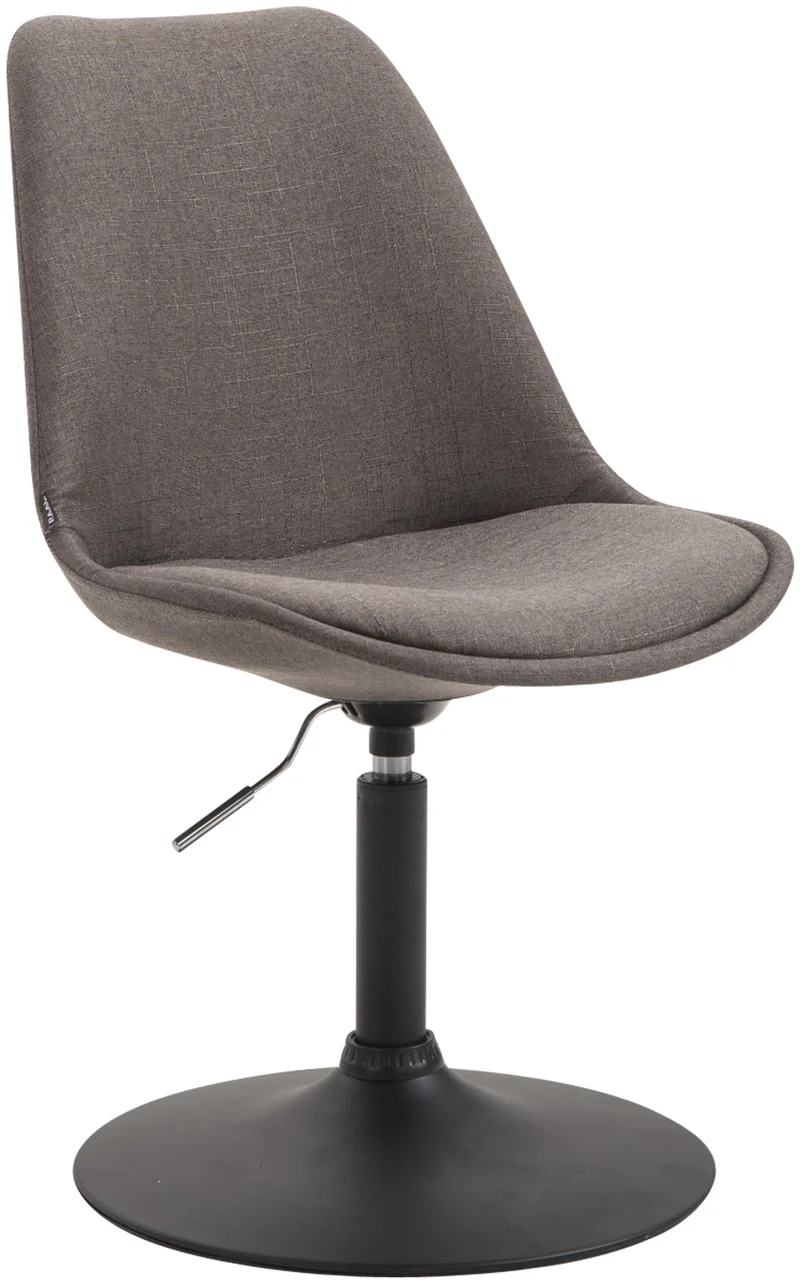 Chaise de salle à manger x1 pivotante hauteur réglable en tissu gris foncé et pied trompette en métal noir 10_0003770