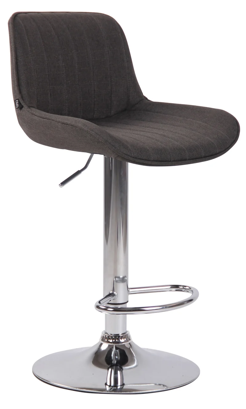 Tabouret de bar chaise haute x1 en tissu gris foncé coutures verticales support en métal chromé 10_0000563