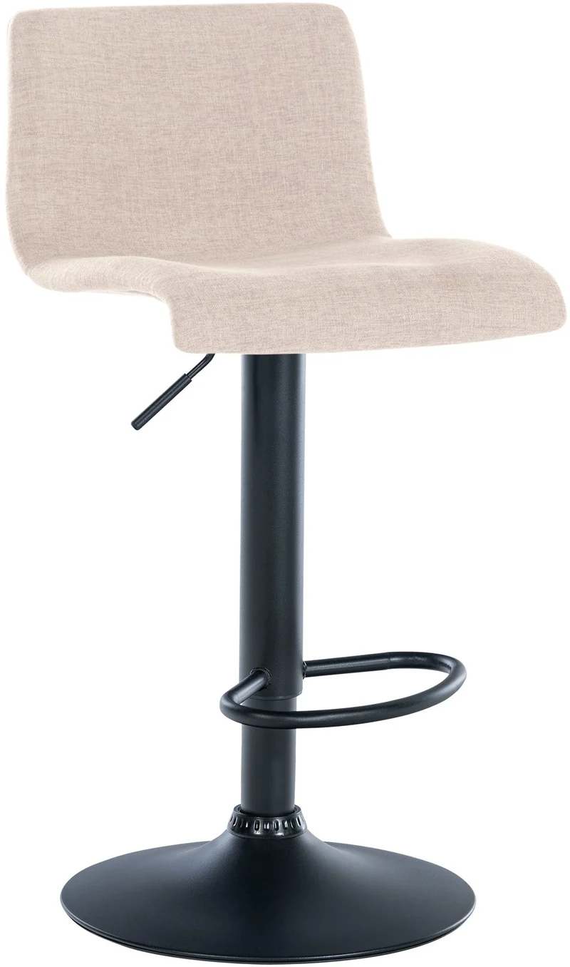 Tabouret de bar x1 design simple avec repose-pieds en tissu crème pieds en métal noir 10_0004556