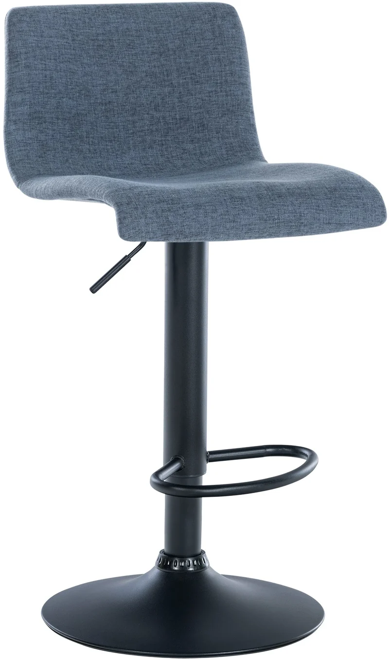 Tabouret de bar x1 design simple avec repose-pieds en tissu bleu pieds en métal noir 10_0004555