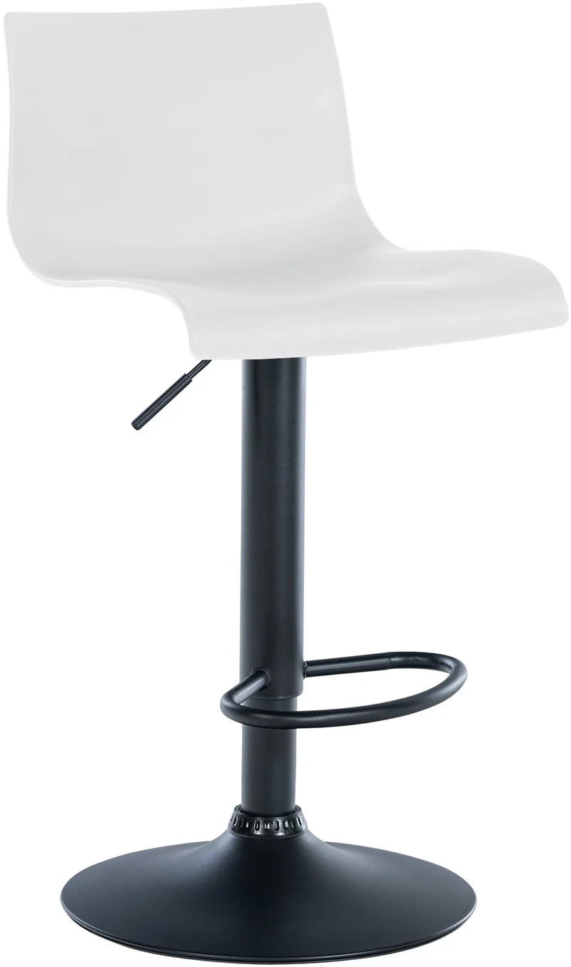 Tabouret de bar x1 design simple avec repose-pieds en plastique blanc pieds en métal noir 10_0004553