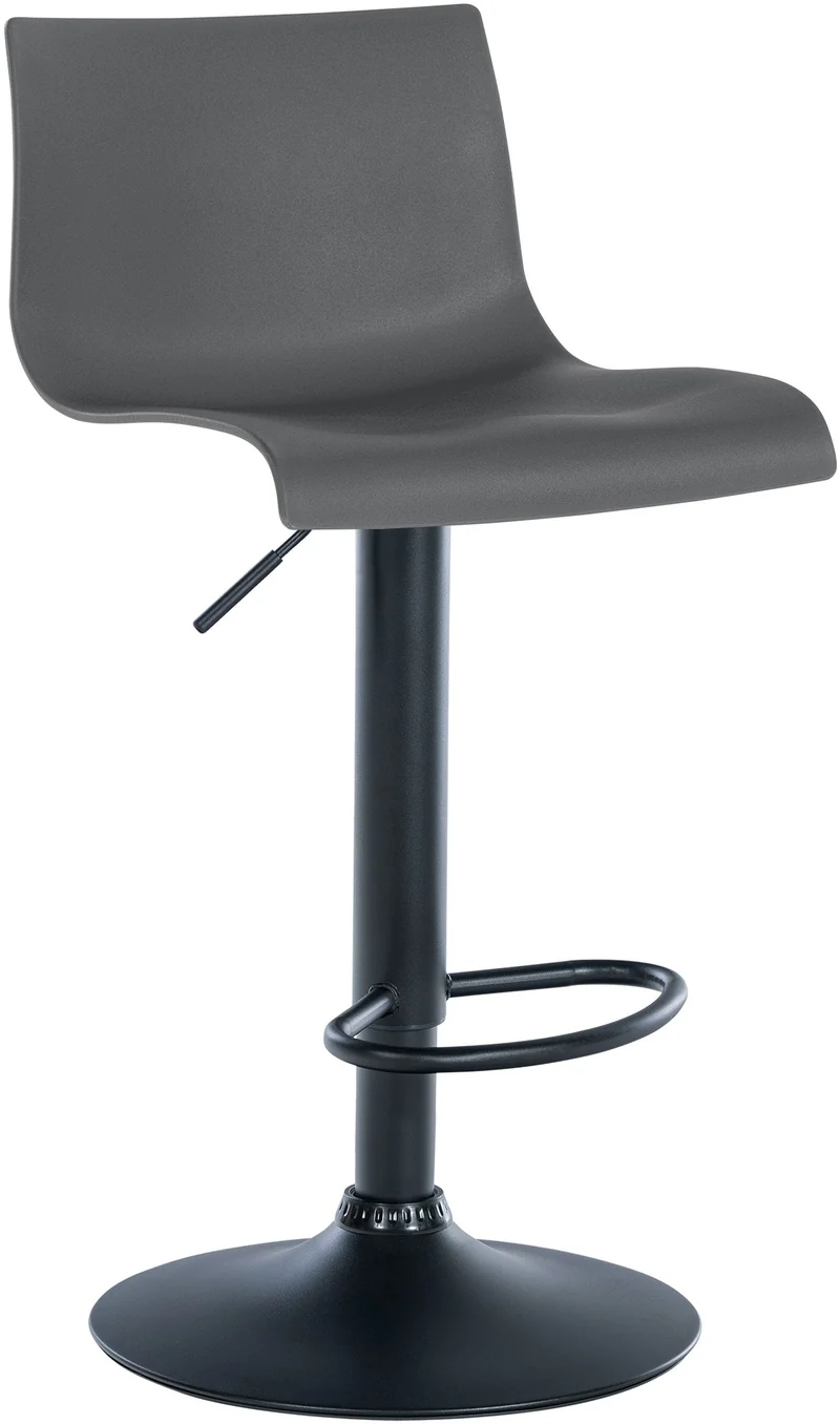 Tabouret de bar x1 design simple avec repose-pieds en plastique gris pieds en métal noir 10_0004550