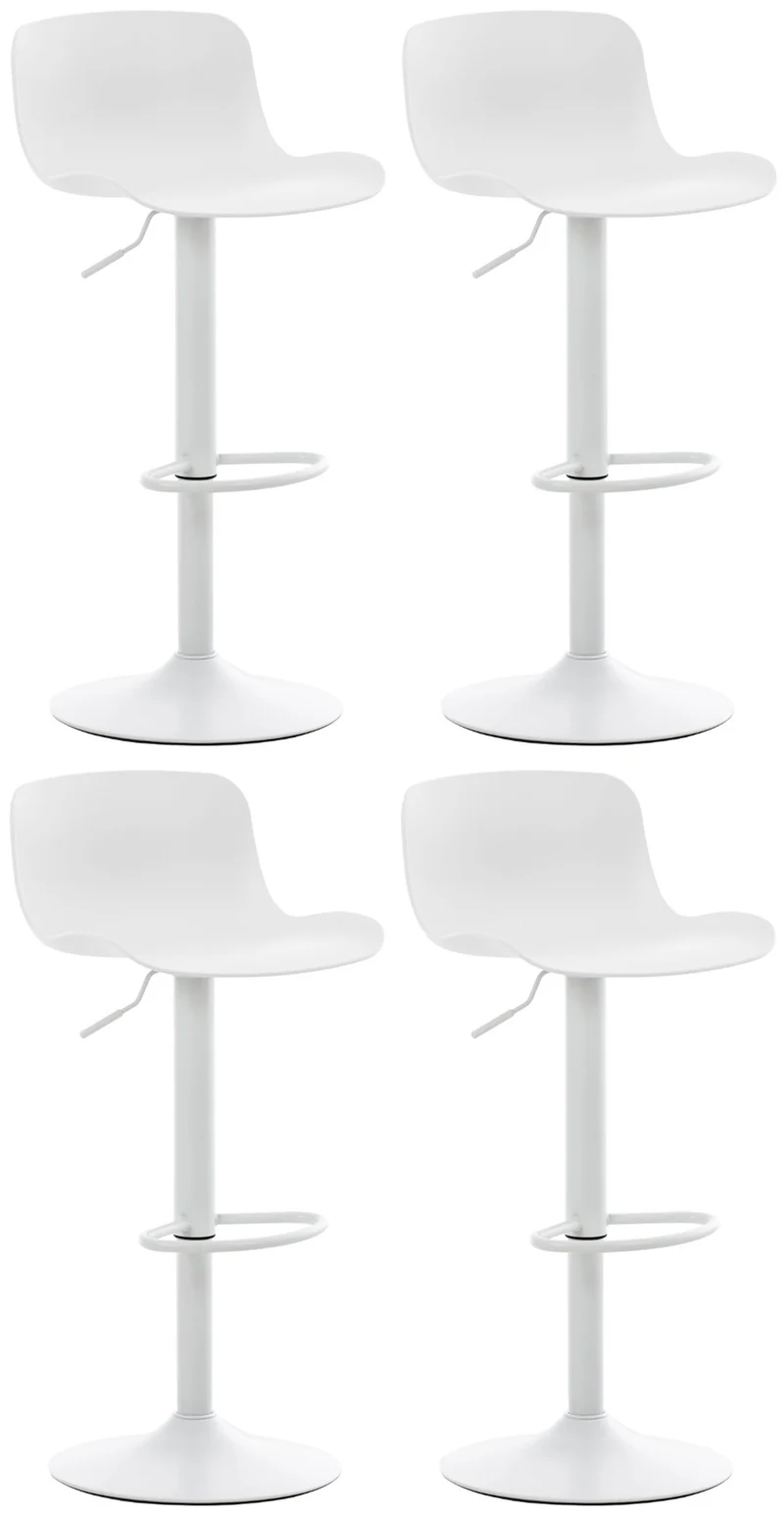 Lot de 4 tabourets de bar hauteur réglable et siège pivotant avec siège en plastique blanc métal blanc 10_0004491