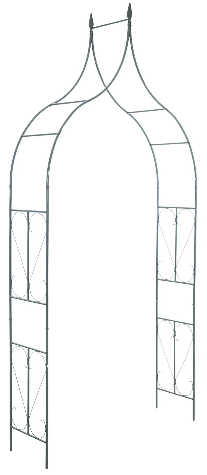 Arche à rosiers support pour plantes grimpantes décoration jardin 215x37 cm en métal vert 10_0003860