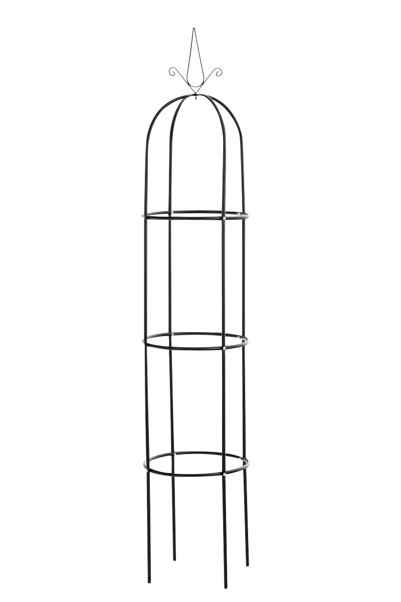 Treillis de jardin en métal laqué noir 190 × Ø 38 cm stables et faciles à planter 10_0003961
