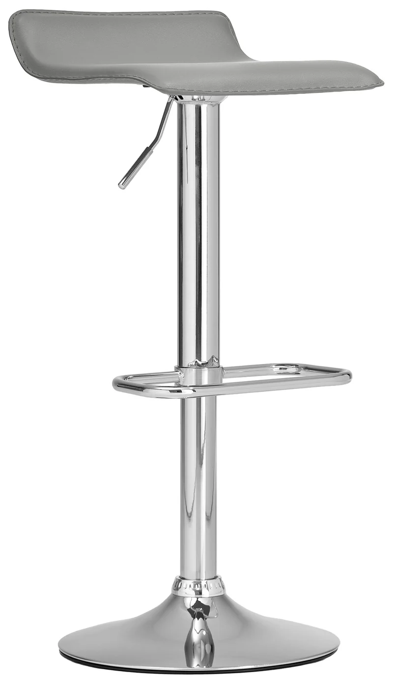 Tabouret de bar x1 avec repose-pieds siège pivotant à 360° design simple PVC gris et métal chromé 10_0004802