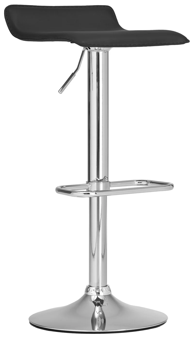 Tabouret de bar x1 avec repose-pieds siège pivotant à 360° design simple PVC noir et métal chromé 10_0004797