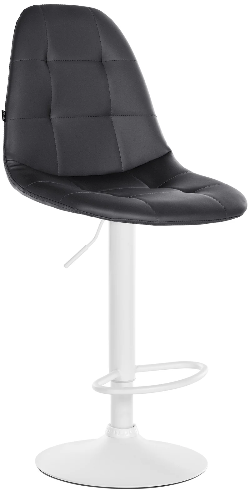 Tabouret de bar x1 avec repose-pieds hauteur réglable pivotant assise en PVC noir cadre métallique blanc 10_0004834
