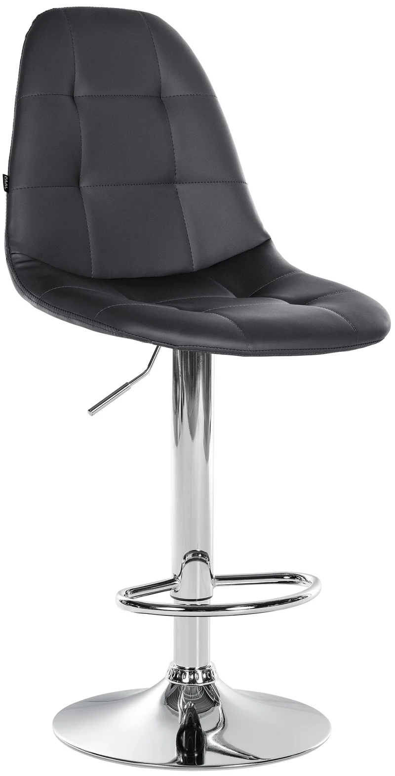 Tabouret de bar x1 avec repose-pieds hauteur réglable pivotant assise en PVC noir cadre métallique chromé 10_0004826