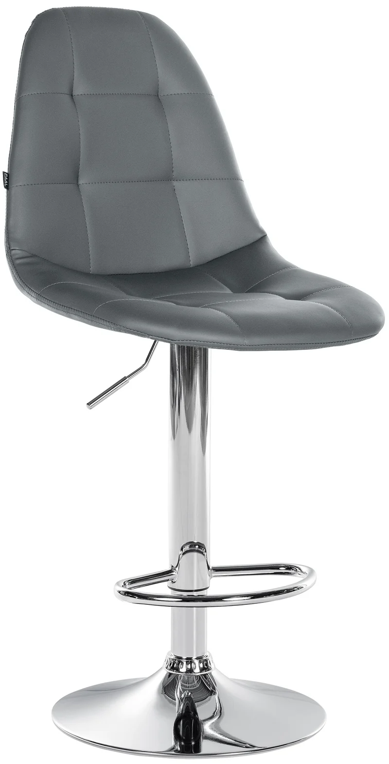 Tabouret de bar x1 avec repose-pieds hauteur réglable pivotant assise en PVC gris cadre métallique chromé 10_0004823