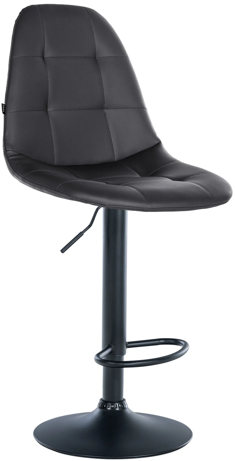 Tabouret de bar x1 avec repose-pieds hauteur réglable pivotant assise en PVC noir cadre métallique noir 10_0004818
